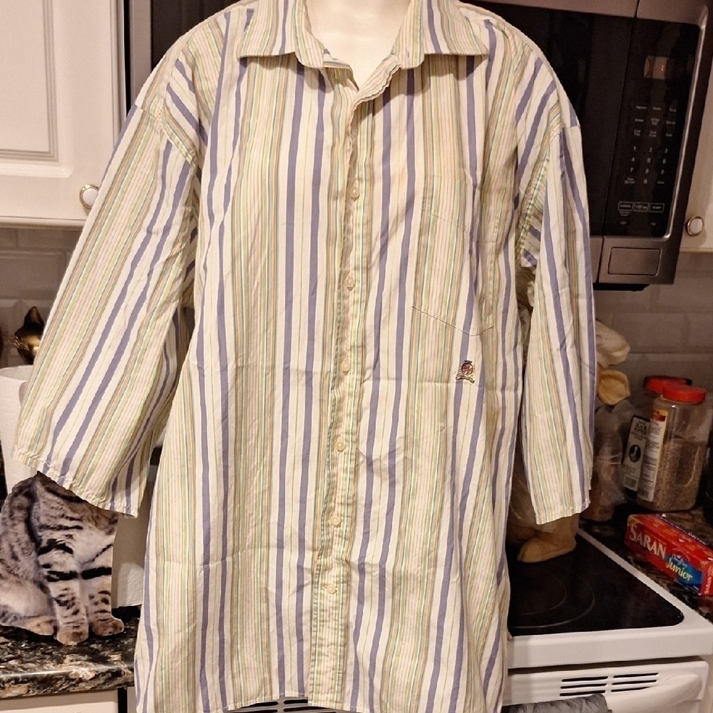 e Tommy Hilfiger 3/4 Sleeve Button Down ShIRT XXL